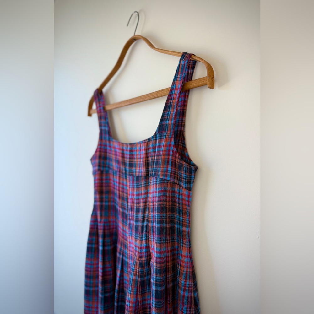 NWOT Laura Daisy Irish Cotton Flannel Tank Circle Pocketed Midi Grunge Dress - Picture 9 of 13